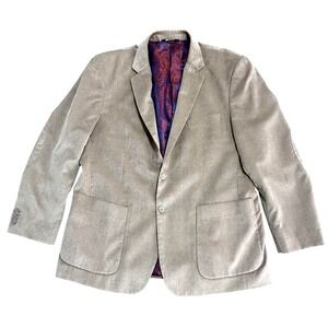 Afazzy Blazer Mens 46R Tan Corduroy Elbow Patches Paisley Lining Sport Coat